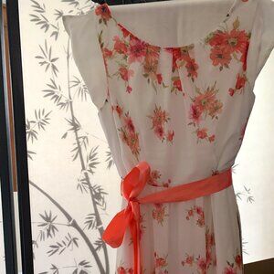 Connected Apparel Dress with satin bow sash belt.